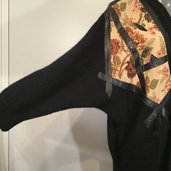 Lazio Boutique Mohair Knit Tapestry Detail Open Front Cardigan SIze L - Picture 9 of 13